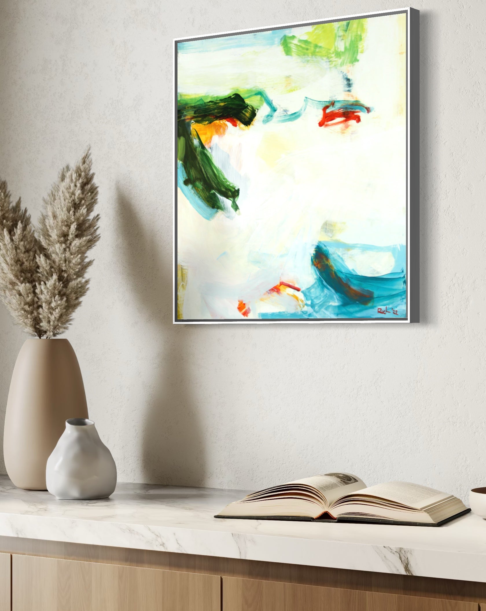 Fragmentary Blue - Oil Painting on Panel (Framed)